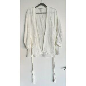 Zara White Linen Blend Kimono Top / Jacket - XS